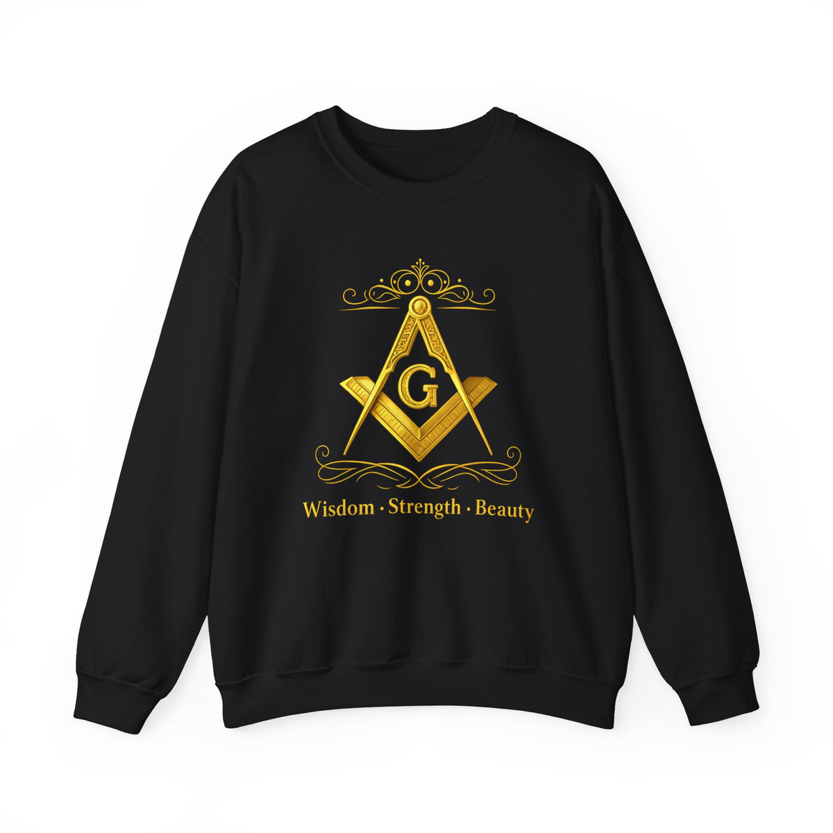 Master Mason Blue Lodge Sweatshirt – Weisheit, Stärke und Schönheit, Winkelmaß und Zirkel G