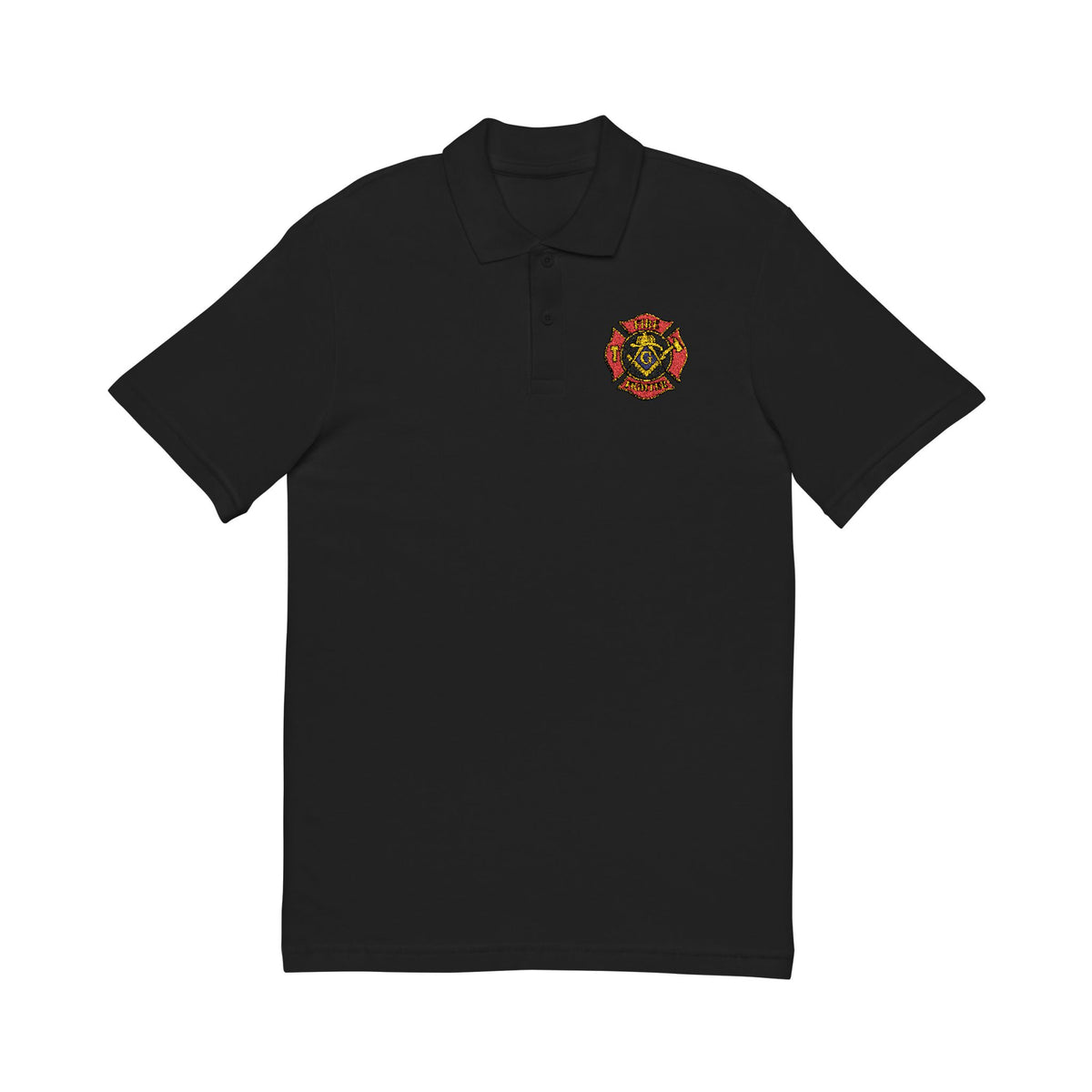 Master Mason Blue Lodge Polo Shirt - Embroidered Square & Compass G Firefighter Mason - Bricks Masons