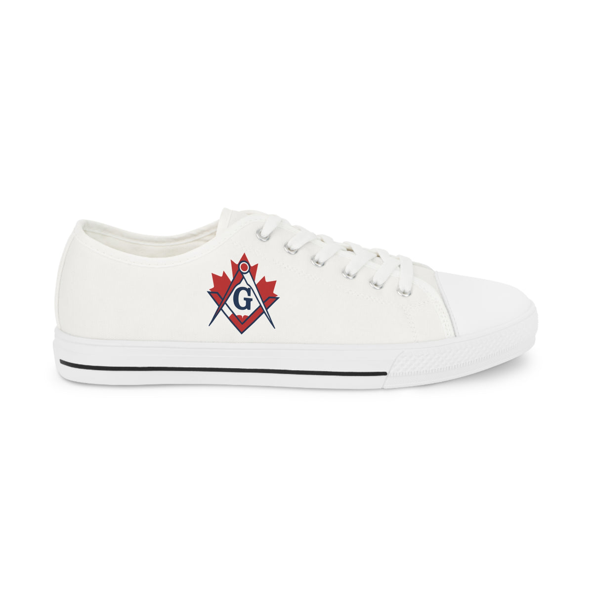 Master Mason Blue Lodge Canada Jurisdiction Sneaker - Low Top Sneaker Black & White S&C Maple Leaf - Bricks Masons