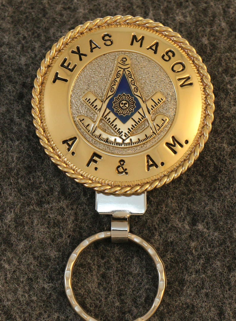 Past Master Blue Lodge Keychain - Handcrafted Silver Texas Mason AF & AM - Bricks Masons