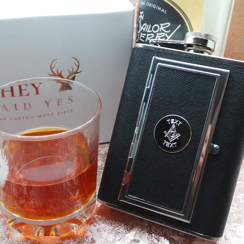 Master Mason Blue Lodge Flask - Free Custom Engraved - Bricks Masons