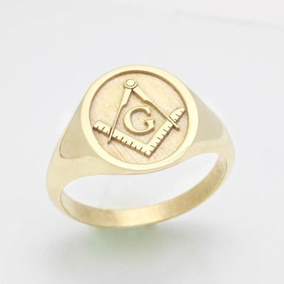 Master Mason Blue Lodge Ring - 18k Various Gold Colors & Sizes - Bricks Masons