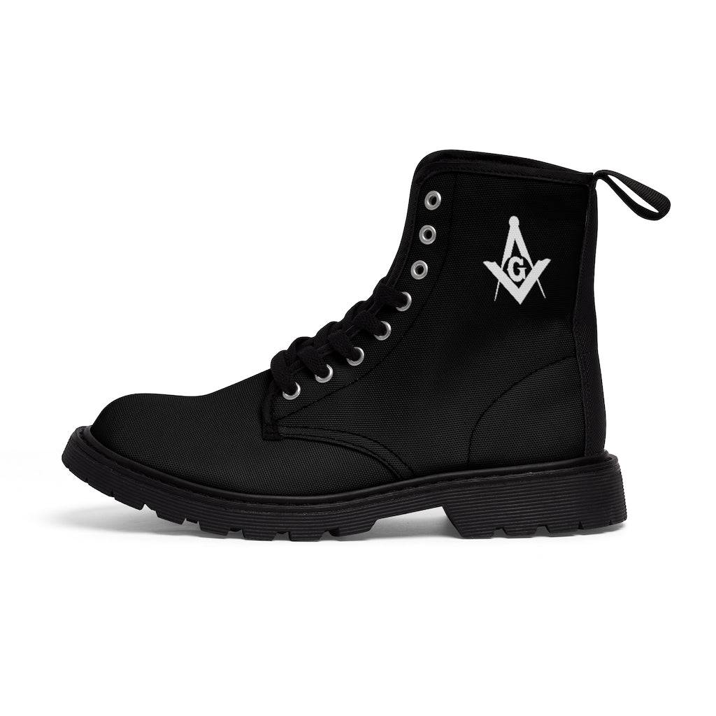 Master Mason Blue Lodge Boot - Black Canvas Square & Compass G - Bricks Masons