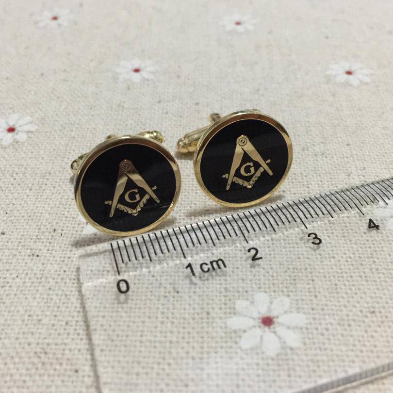 Master Mason Blue Lodge Cufflink - Round & Gold - Bricks Masons