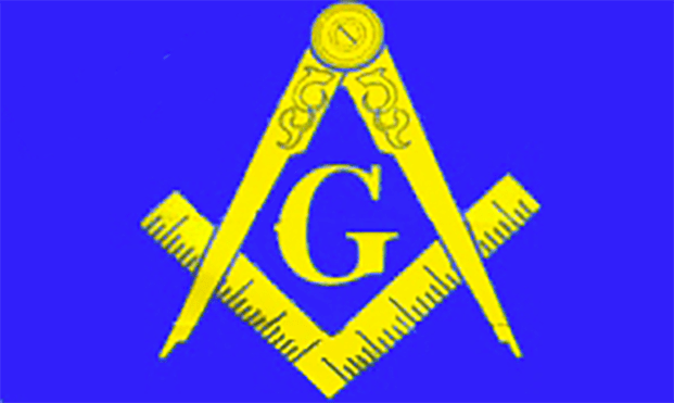 Master Mason Blue Lodge Flag - Blue & Yellow Square & Compass G - Bricks Masons
