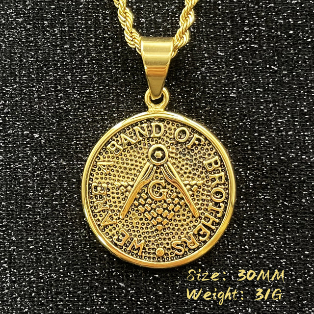 Master Mason Blue Lodge Necklace - Square and Compass G Iced-Out Pendant (Gold/Silver) - Bricks Masons