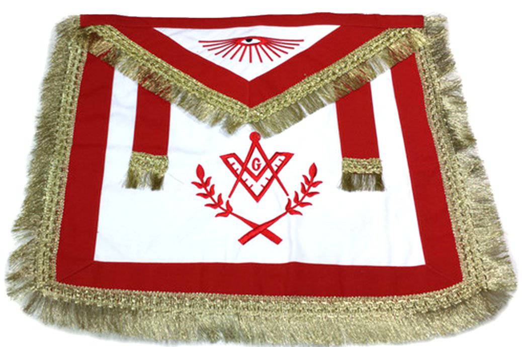 Master Mason Blue Lodge Regalia Set - Red & White with Fringe - Bricks Masons
