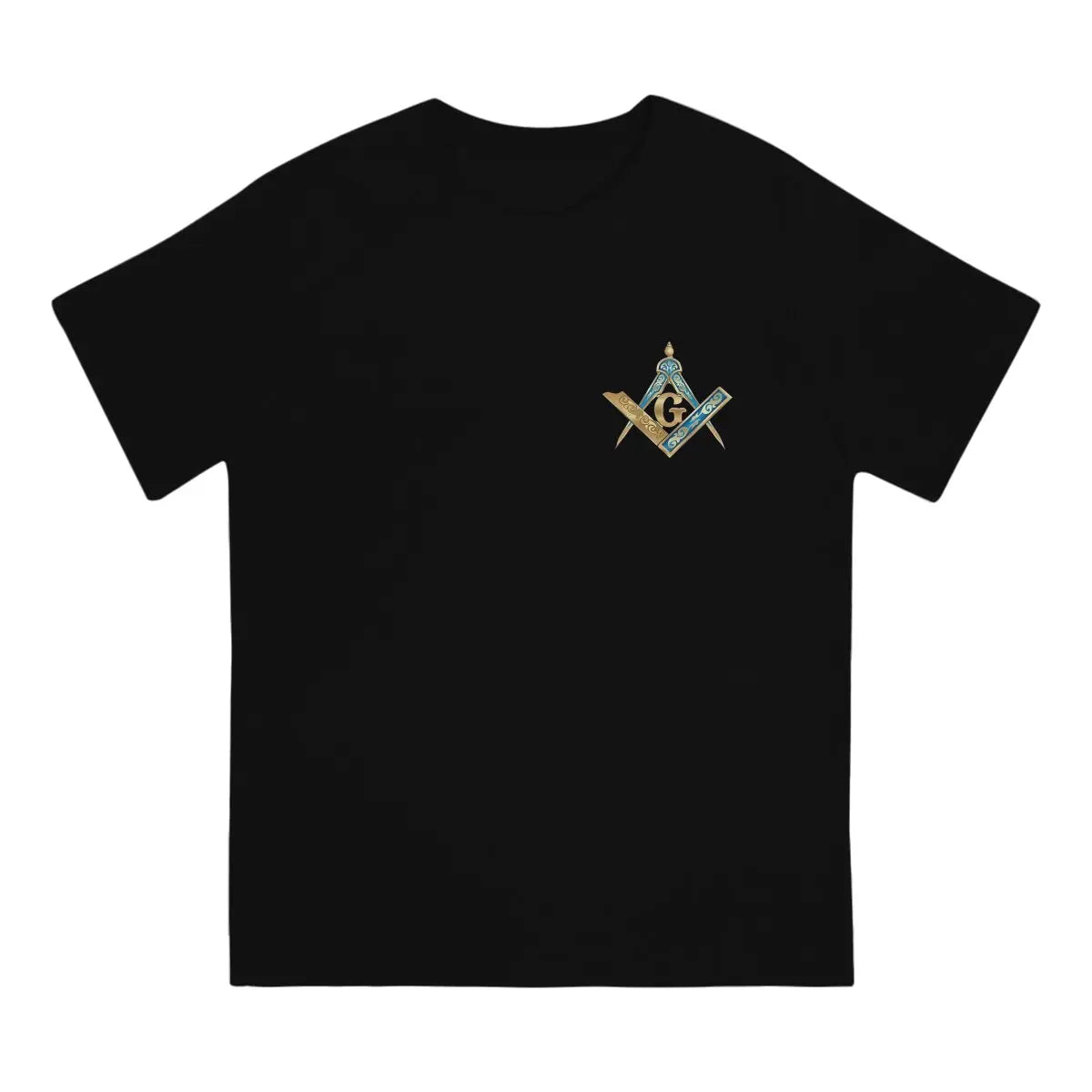 Master Mason Blue Lodge T-Shirt - Blue Gold Square Compass Polyester - Bricks Masons