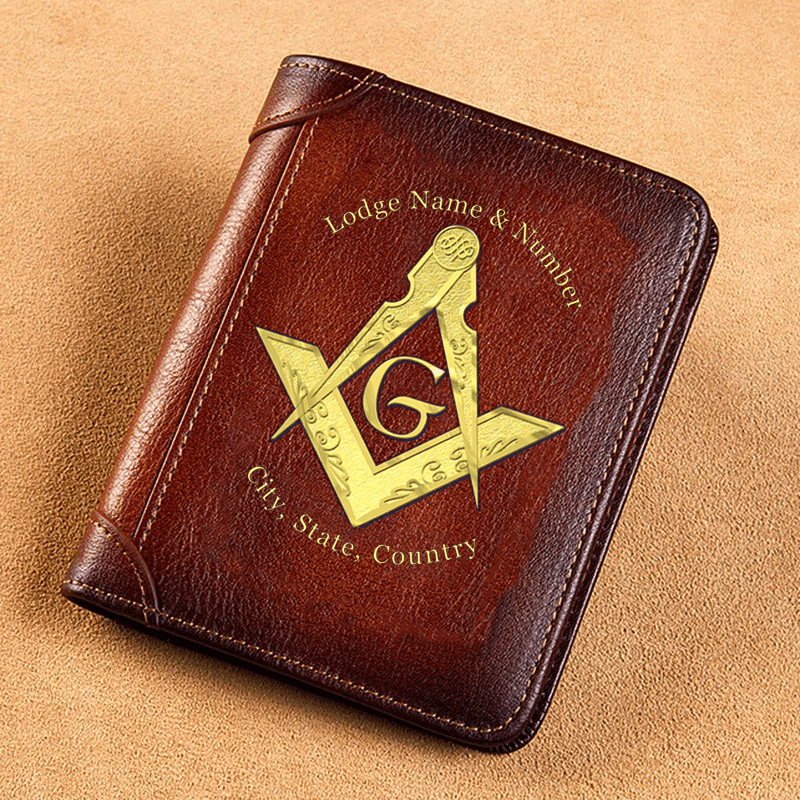 Master Mason Blue Lodge Wallet - GENUINE LEATHER King Solomon Lodge - Bricks Masons