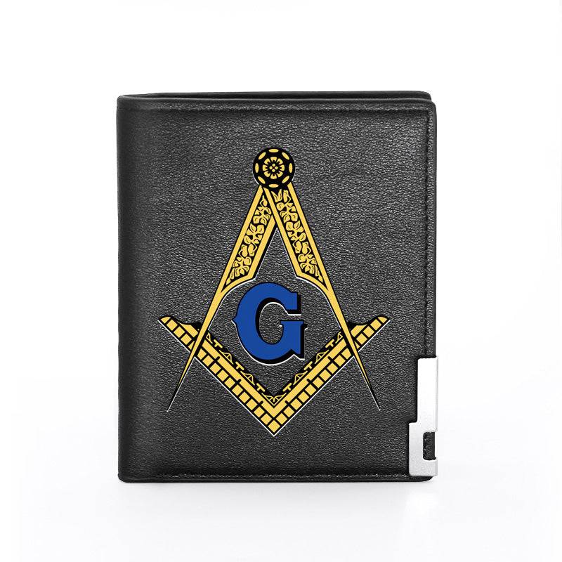 Master Mason Blue Lodge Wallet - Square & Compass G with Credit Card Holder (black, brown) - Bricks Masons