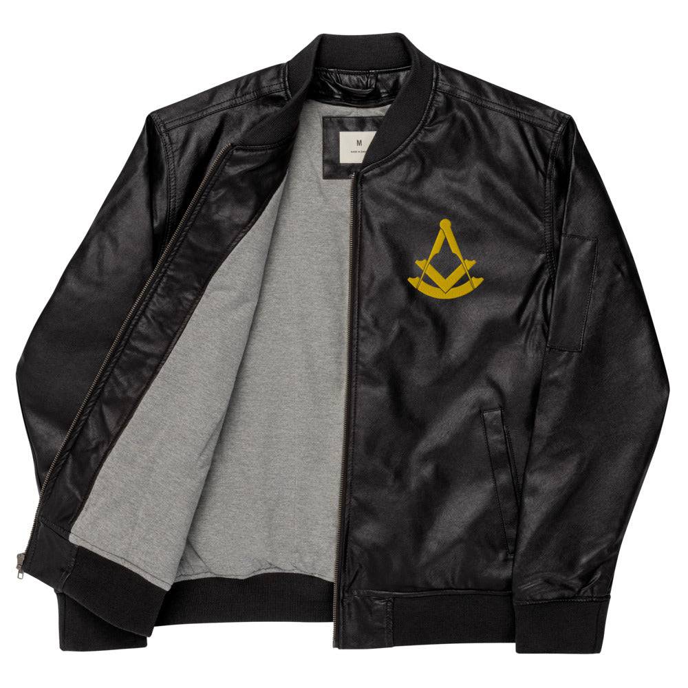 Past Master blue Lodge Jacket - Leather Golden Embroidery - Bricks Masons