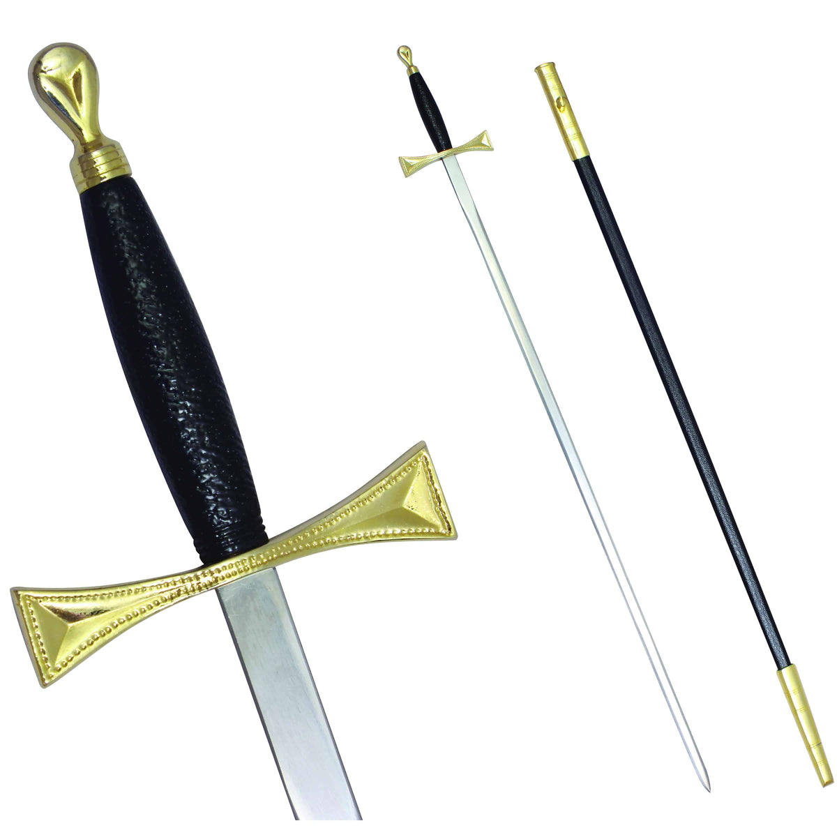 Universal Sword - Black Gold Hilt and Black Scabbard - Bricks Masons