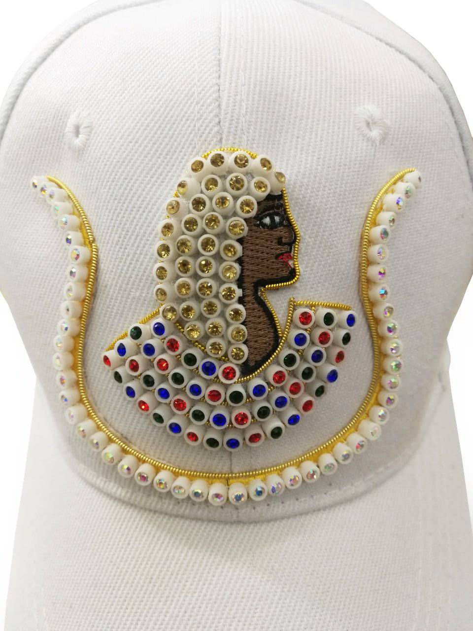 DOI PHA Baseball Cap - White with Jewels & Bullion Embroidery