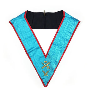 Officers Memphis Misraim French Regulation Officer Collar Set - Turquoise Machine Embroidery