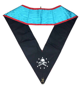 Officers Memphis Misraim French Regulation Officer Collar Set - Turquoise Machine Embroidery