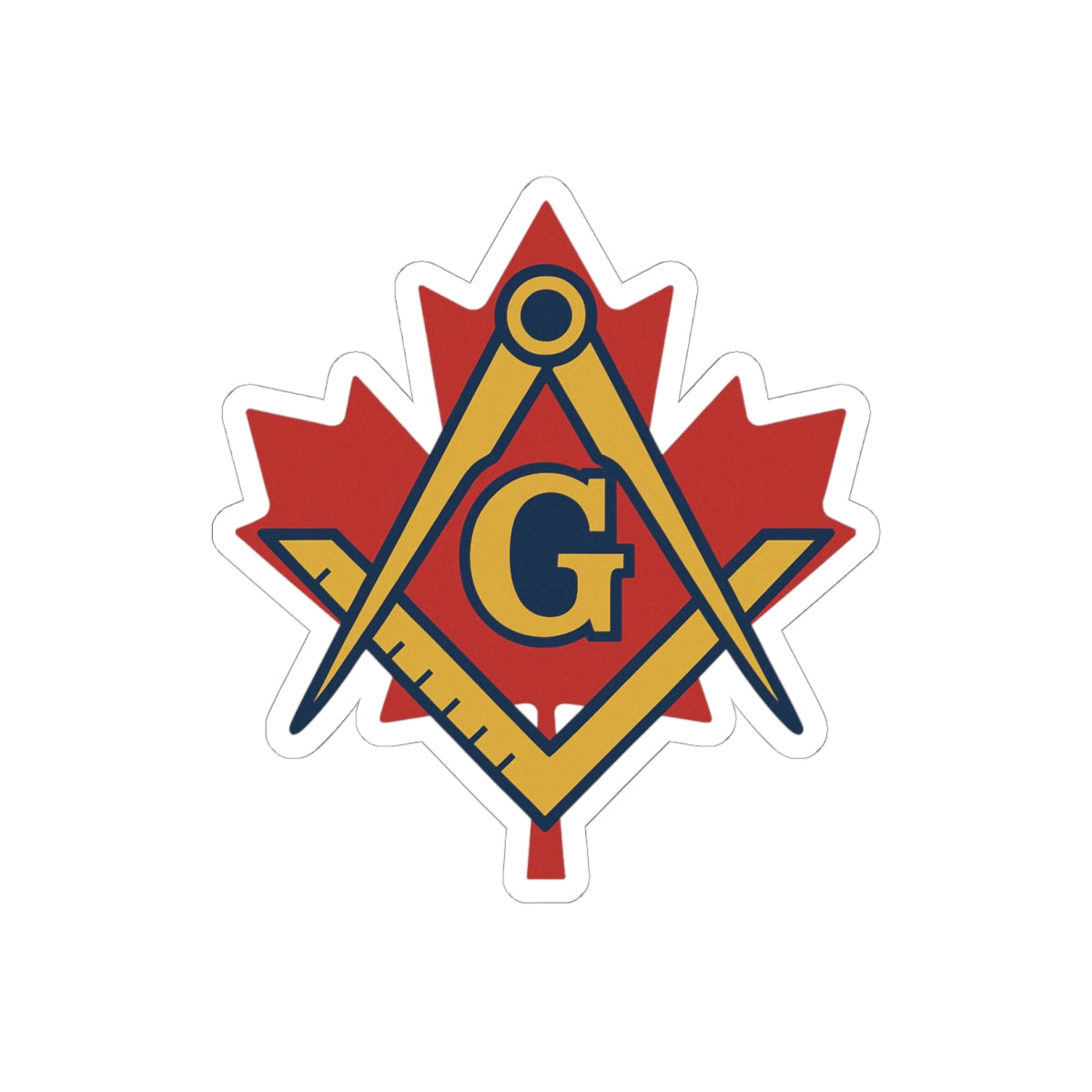 Master Mason Blue Lodge Canada Jurisdiction Sticker Decal - Maple Leaf & Golden S&C - Bricks Masons
