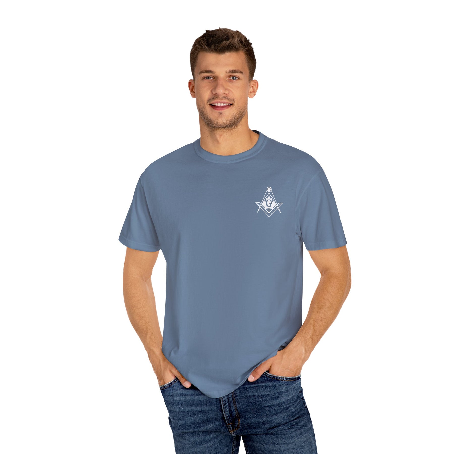 Master Mason Blue Lodge Canada Jurisdiction T-Shirt - Garment-Dyed Tee - Bricks Masons