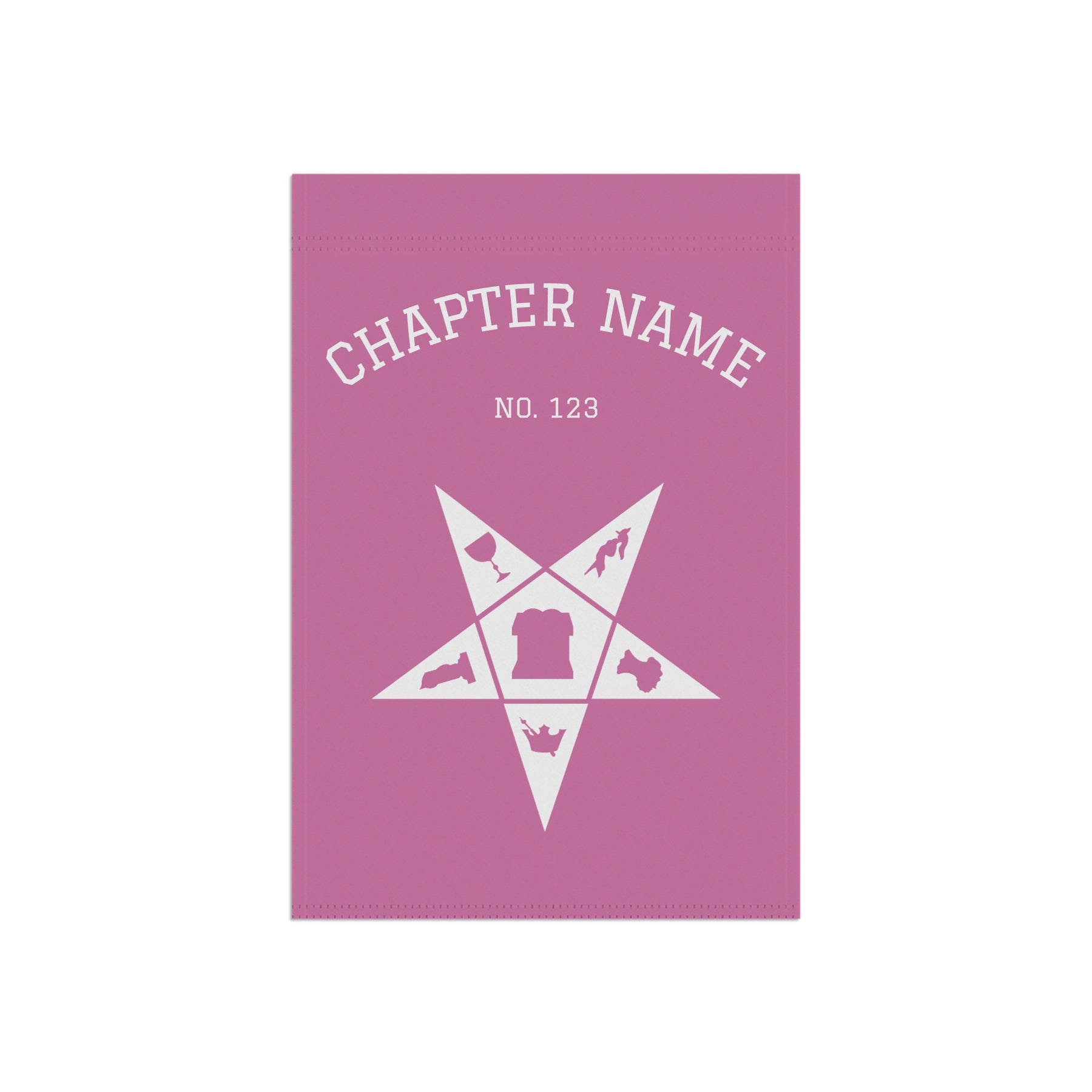 OES Yard Flag - Pink & White Star With Personalization - Bricks Masons