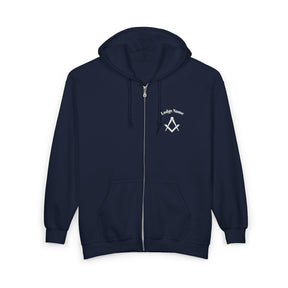 Master Mason Blue Lodge Hoodie - Zip Up Jacket Square & Compass with Personalization - Bricks Masons