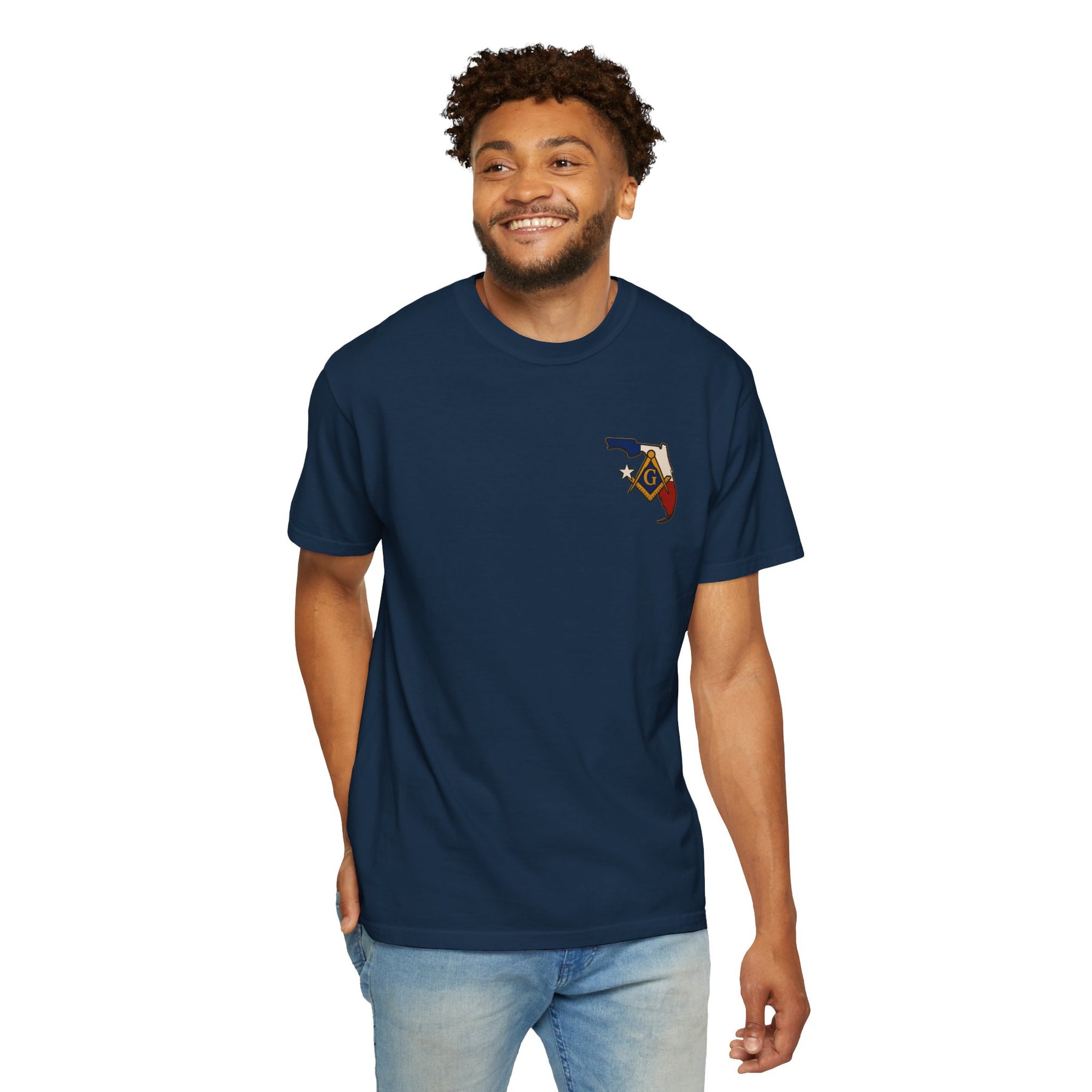 Master Mason Blue Lodge T-Shirt - Garment-Dyed Florida Mason - Bricks Masons