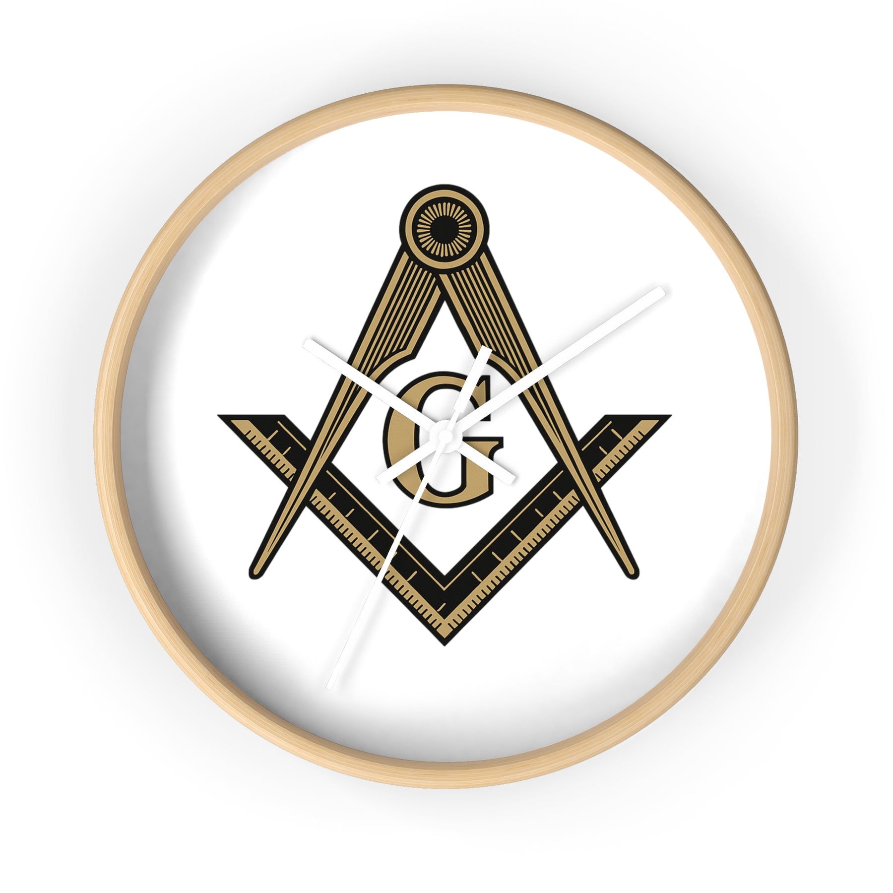 Master Mason Blue Lodge Clock - Distinguished S&C G on White Dial - Bricks Masons