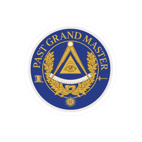 Past Grand Master Blue Lodge Sticker Decal - Kiss-Cut Blue & Gold With Eye - Bricks Masons