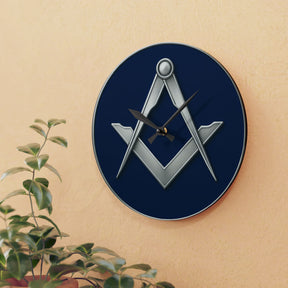 Master Mason Blue Lodge Clock - Blue & Silver Square & Compass - Bricks Masons