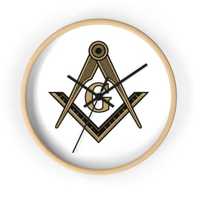 Master Mason Blue Lodge Clock - Distinguished S&C G on White Dial - Bricks Masons