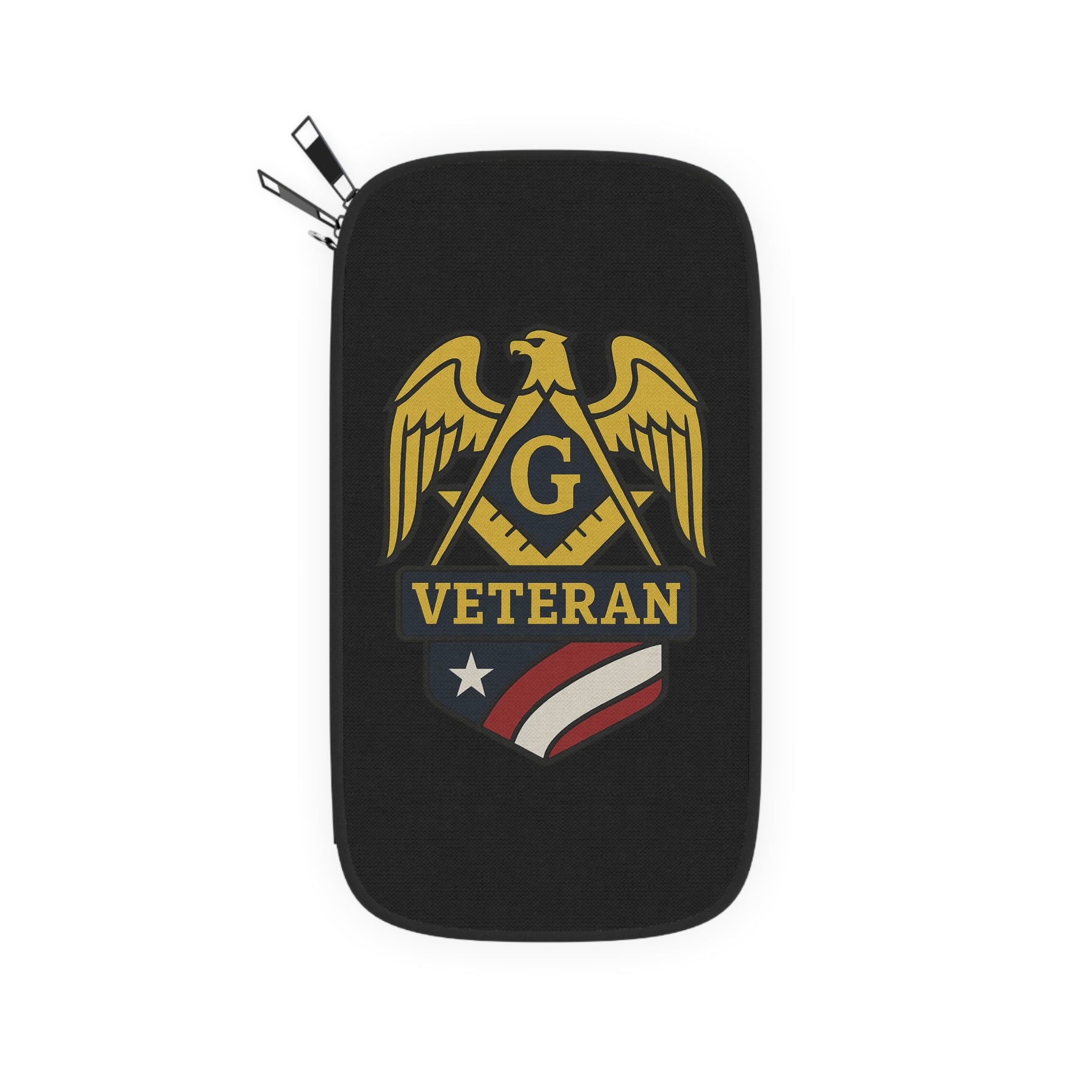 Master Mason Blue Lodge Passport Wallet - Black Veteran Mason - Bricks Masons