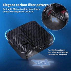 Master Mason Blue Lodge Car Door Light Projector - 2 Pieces Wireless LED Square & Compass - Bricks Masons