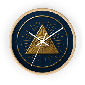 Eye of Providence Clock - Pyramid with All Seeing Eye Design on Wooden Frame - Bricks Masons
