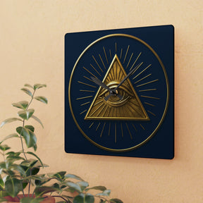 Eye of Providence Clock - Radiant Triangle with All Seeing Eye on Acrylic - Bricks Masons