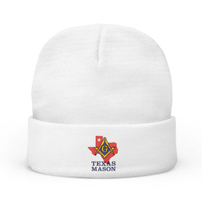 Master Mason Blue Lodge Beanie - Knit Embroidery Texas Mason Square and Compass G - Bricks Masons