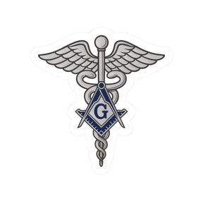 Master Mason Blue Lodge Sticker Decal - Kiss-Cut Silver Medical Doctor - Bricks Masons