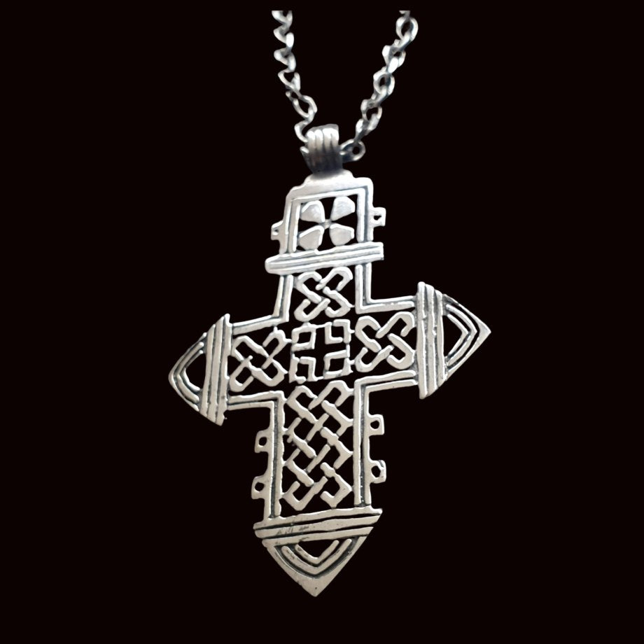 Rastafari Coptic Cross Pendant In Silver 6 X 4 Cm 13 Gr Art 1348 - Bricks Masons