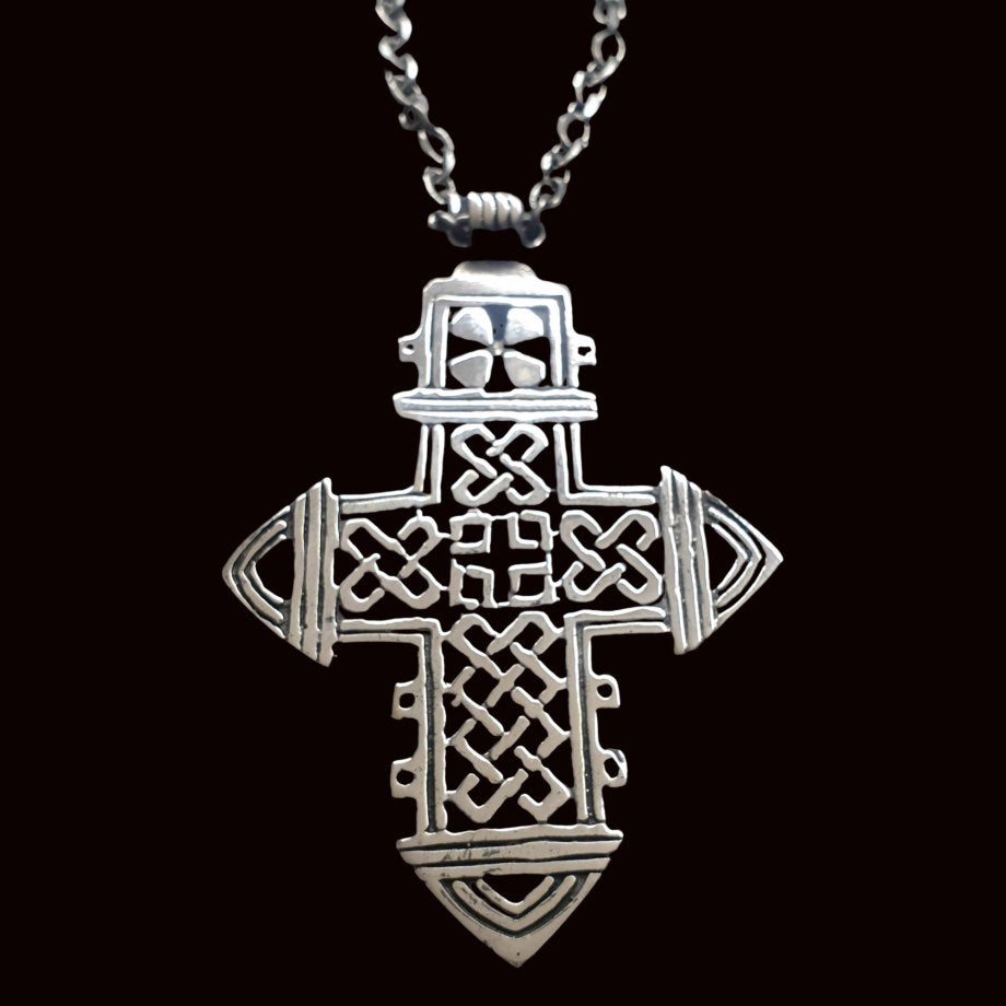 Rastafari Coptic Cross Pendant In Silver 6 X 4 Cm 13 Gr Art 1348 - Bricks Masons
