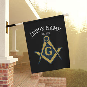 Master Mason Blue Lodge Yard Flag - Square & Compass G With Personalization - Bricks Masons