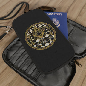 Master Mason Blue Lodge Passport Wallet - Gold & Black Faith Hope Charity - Bricks Masons