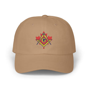 Master Mason Blue Lodge Canada Jurisdiction Baseball Cap - Red Maple Leaf S&C - Bricks Masons