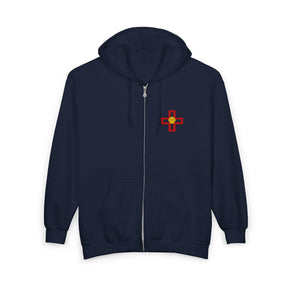 St. Thomas of Acon Hoodie - Zip Up Jacket Dual Embroidered Design - Bricks Masons