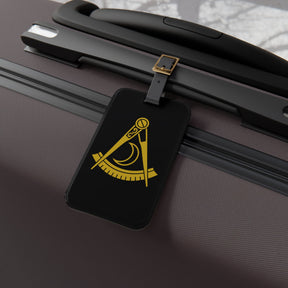 District Deputy Grand Master Blue Lodge Luggage Tag - Gold With Black Leather Strap - Bricks Masons