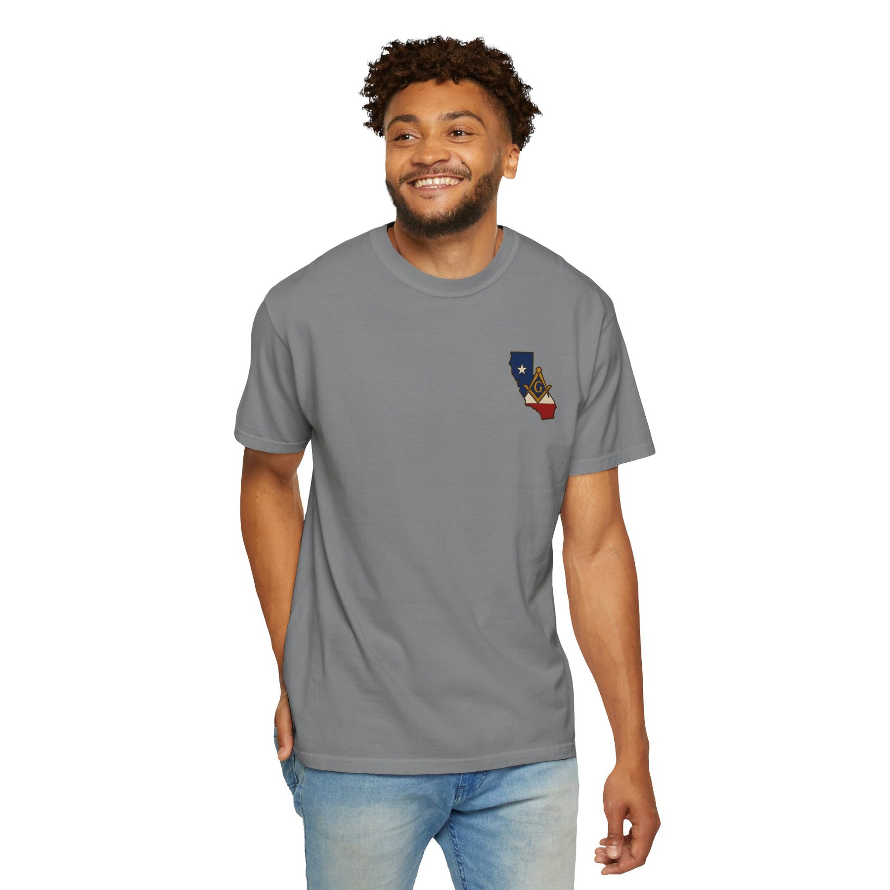 Master Mason Blue Lodge T-Shirt - Garment-Dyed California Mason - Bricks Masons