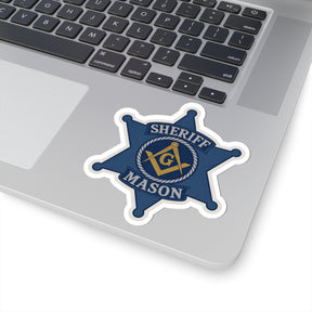 Master Mason Blue Lodge Sticker Decal - Kiss-Cut Blue Sheriff Star - Bricks Masons