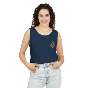 Master Mason Blue Lodge Tank Top - Garment-Dyed Square & Compass G - Bricks Masons