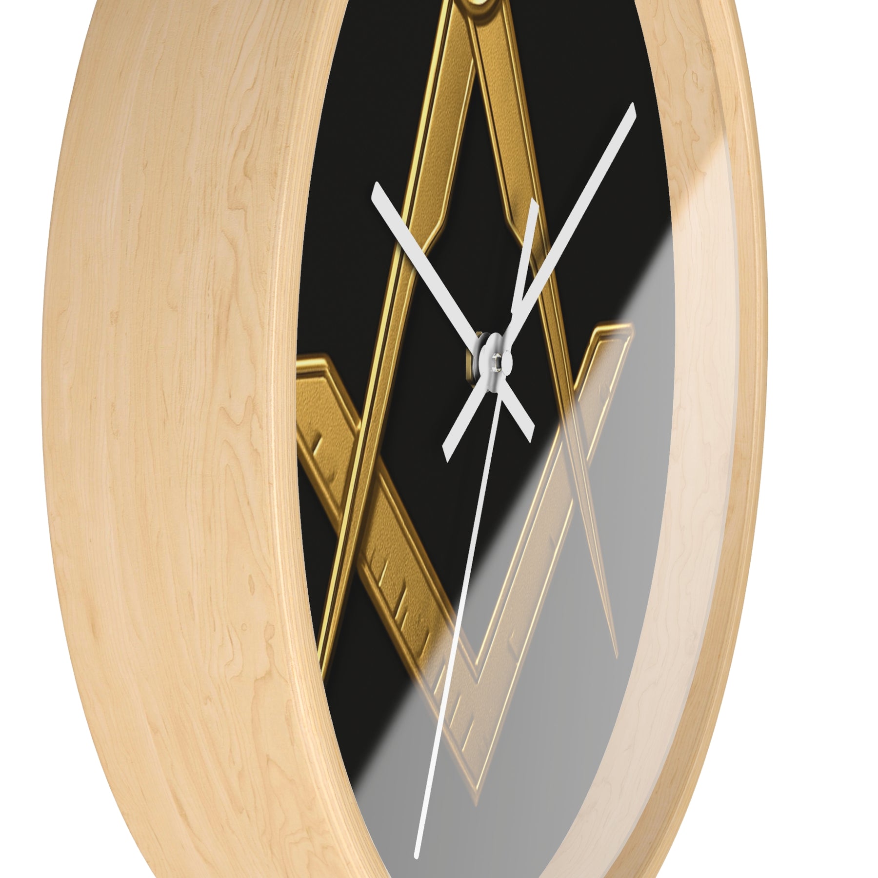 Master Mason Blue Lodge Clock - Classic Square & Compass on Wood Frame - Bricks Masons