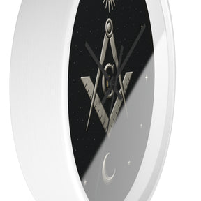 Master Mason Blue Lodge Clock - S&C on Wooden Frame with Plexiglass Cover - Bricks Masons