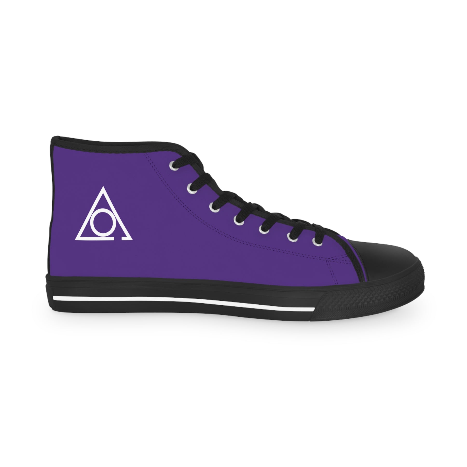 LOCOP Sneaker - High Top Black & White Purple Canvas White Emblem - Bricks Masons