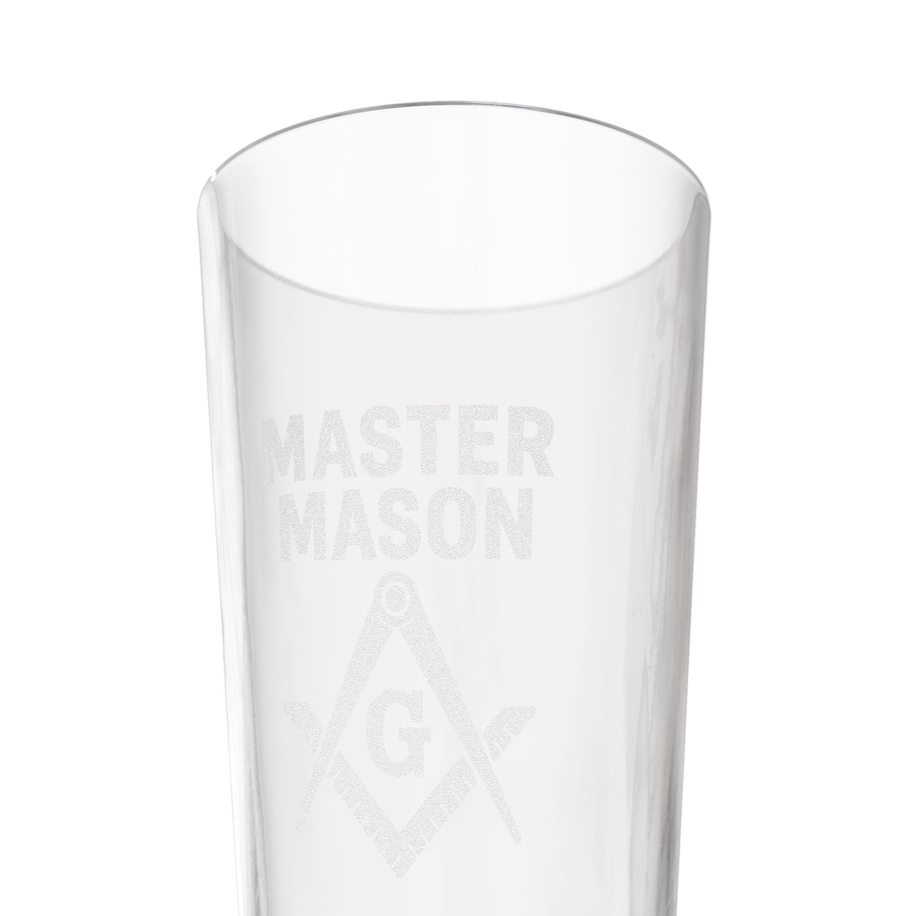 Master Mason Blue Lodge Pintglas – Winkelmaß und Zirkel mit G-Design