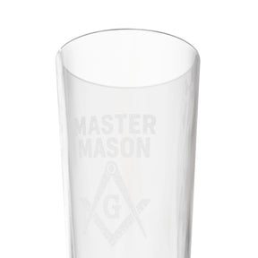 Master Mason Blue Lodge Pintglas – Winkelmaß und Zirkel mit G-Design
