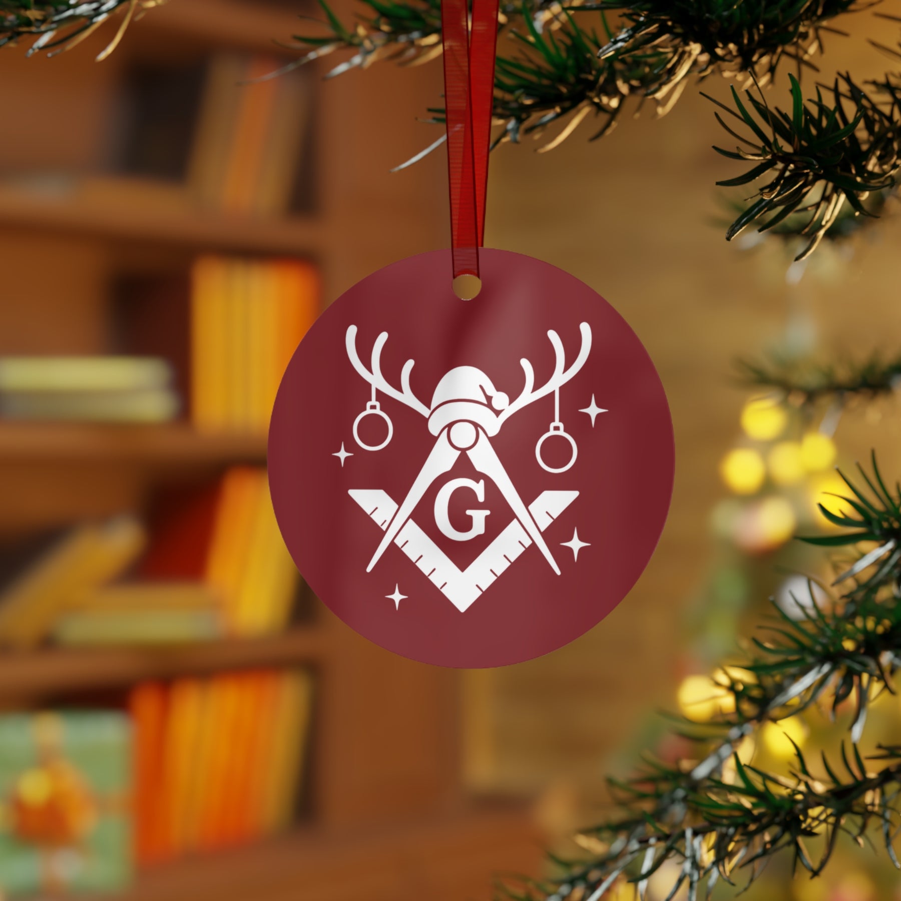 Master Mason Blue Lodge Christmas Ornament - Square & Compass G Holiday Decor - Bricks Masons